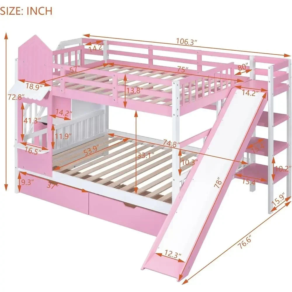Dwupoziomowe łóżko dla dzieci  – Bunk Bed With Stairs And Slide recenzja i cena