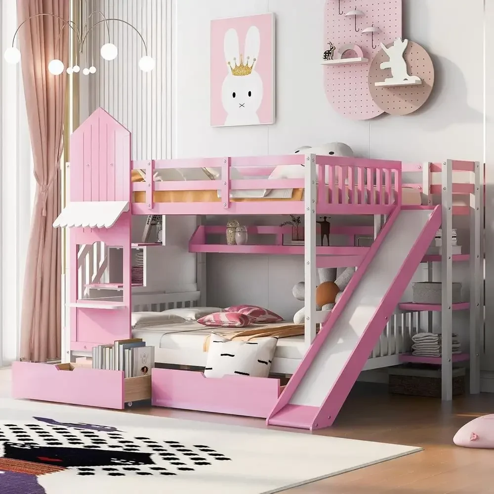 Dwupoziomowe łóżko dla dzieci  – Bunk Bed With Stairs And Slide recenzja i cena