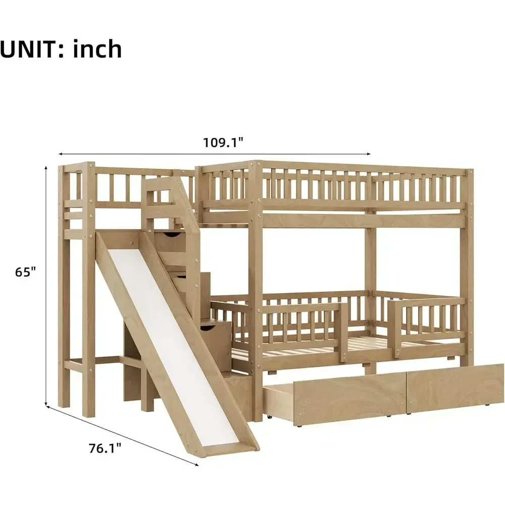 Drewniane łóżko piętrowe z dwo – Bunk Bed With Stairs And Slide recenzja i cena